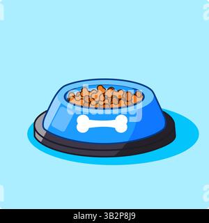 Cute Bowl Food pour animal de compagnie dans l'illustration vectorielle de conception de style plat Illustration de Vecteur