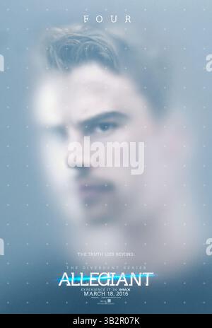 DATE DE SORTIE : 18 mars 2016.TITLE : The divergent Series : Allegiant. STUDIO : Lionsgate. RÉALISATEUR : Robert Schwentke. INTRIGUE : Beatrice Prior et Tobias Eaton s'aventurent dans le monde en dehors de la clôture et sont placés en détention préventive par une mystérieuse agence connue sous le nom de Bureau of Genetic Welfare. SUR LA PHOTO : Theo James comme quatre. (Crédit : © Lionsgate/Entertainment Pictures) Banque D'Images
