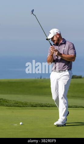 29 janvier 2016 : Scott Browns putt est un peu court sur le 2e green du parcours Nord lors de la deuxième manche de l'Open d'assurance des agriculteurs au Torrey Pines Golf course à San Diego, Californie. Justin Cooper/CSM(crédit image : © Justin Cooper/CSM via ZUMA Wire) Banque D'Images