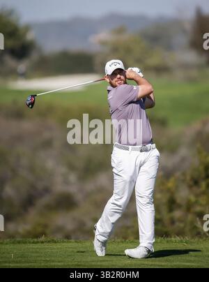 29 janvier 2016 : Scott Brown s'est lancé sur le 9e trou du North course lors de la deuxième manche de l'Open d'assurance Farmers au Torrey Pines Golf course à San Diego, Californie. Justin Cooper/CSM(crédit image : © Justin Cooper/CSM via ZUMA Wire) Banque D'Images