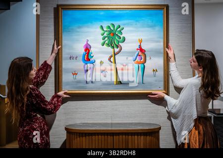 Londres, Royaume-Uni. 28 avril 2025. La question, estimer £5 000 - £7 000 par Desmond Morris - la vente du surréalisme britannique à Bonhams, New Bond Street, Londres. La vente est en ligne sur bonhams.com jusqu'au 01 mai. Crédit : Guy Bell/Alamy Live News Banque D'Images
