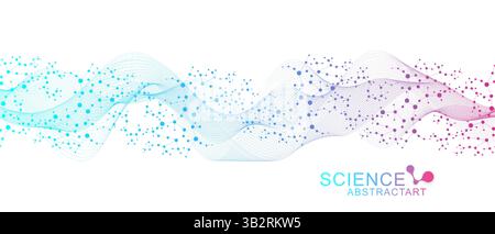 Structure moléculaire ADN, atome, neurones. Médecine, technologie, chimie, formation scientifique. Concept scientifique pour votre conception. Lignes connectées avec des points Illustration de Vecteur