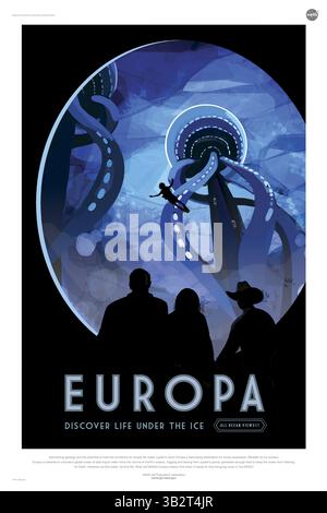 15 février 2016 - Outer Space, Universe, USA - affiche de voyages créée par le Jet propulsion Lab de la NASA exaltent les vertus du voyage touristique dans le monde lointain. (Crédit image : © JPL-Caltech/NASA via ZUMA Press) Banque D'Images