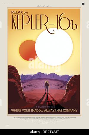 15 février 2016 - Outer Space, Universe, USA - affiche de voyages créée par le Jet propulsion Lab de la NASA exaltent les vertus du voyage touristique dans le monde lointain. (Crédit image : © JPL-Caltech/NASA via ZUMA Press) Banque D'Images