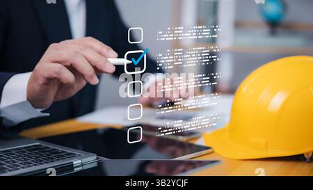 Concept d'entreprise d'audit, conformité avec la réglementation interne des services financiers de l'organisation, examen pour le système de gestion commerciale et financière, Banque D'Images