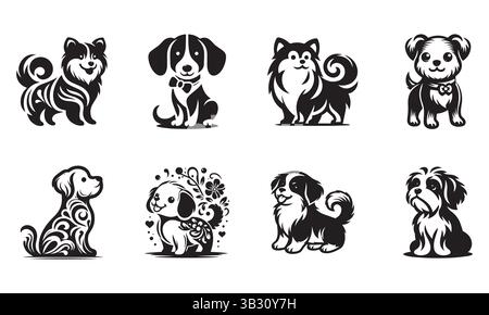 Dog Silhouette Vector Art Bundle – illustrations de haute qualité Illustration de Vecteur