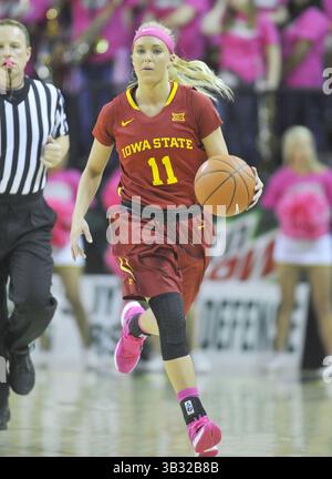 20 février 2016 - Waco, Texas, U. S - JADDA BUCKLEY, garde de l'État de l'Iowa, court sur le court pendant la première moitié d'un match de basket-ball universitaire féminin de la NCAA contre Baylor au Ferrell Center le samedi 20 février 2016. Baylor a gagné 78-41. (Crédit image : © Austin McAfee via ZUMA Wire) Banque D'Images
