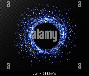 Un magnifique cercle bleu étincelant avec un effet de particules scintillantes fascinant qui éblouit l'œil Illustration de Vecteur