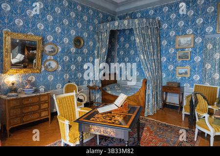 La dernière chambre du romancier français du XIXe siècle George Sand occupait dans sa maison à Nohant, Berry, France. Banque D'Images