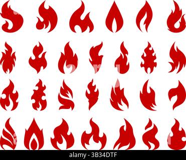 Silhouette du logo Fire. Icônes rouges flamboyantes de la flamme de l'enfer, symbole de pompier brûler Blaze simple dessin abstrait forme chaude logotype de chaleur chaude de dessin animé d'énergie chaude feux tidy illustration vectorielle illustration originale Illustration de Vecteur