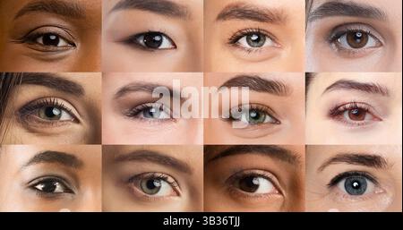 Collage de beaux yeux féminins avec maquillage sur Banque D'Images
