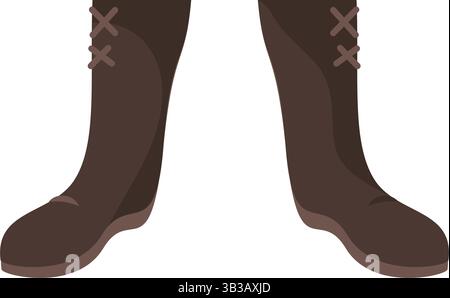 Bottes en cuir marron foncé avec lacets. Illustration vectorielle Illustration de Vecteur