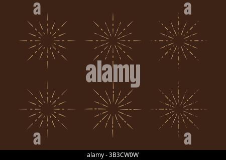 Éléments de conception vintage Sunburst sur un fond sombre. Illustration de Vecteur