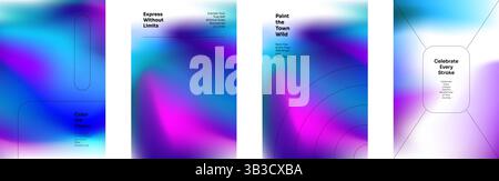 Fond de gradient fluide avec un mélange lisse de néon bleu, rose et violet. Motif ondulé abstrait avec effet de flou doux. Design dynamique moderne pour affiches, couvertures, mises en page vectorielles numériques Illustration de Vecteur