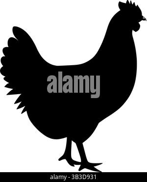 Silhouette de poulet illustration vectorielle volaille ferme animale volaille oiseau oiseau bétail poule Illustration de Vecteur