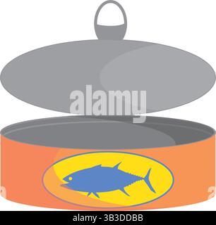 Illustration du contour de l'icône du logo de thon en canette ouverte. Icône du logo CAN Tuna. Illustration de Vecteur