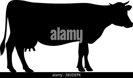 Illustration vectorielle de silhouette de vache pour les graphiques d'animaux de ferme et la conception de produits laitiers Illustration de Vecteur