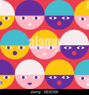 Illustration vectorielle avec caractère plat. Groupe de fans à un événement sportif. championnat du monde. Visages de personnes de différentes nationalités au stade du Illustration de Vecteur