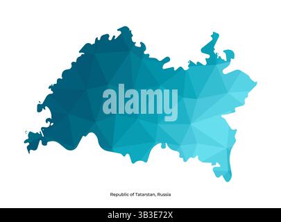 Icône d'illustration isolée de vecteur avec silhouette bleue simplifiée de la carte de la République du Tatarstan, Russie. Style géométrique polygonal. Fond blanc Illustration de Vecteur