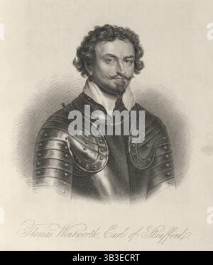 Sir Thomas Wentworth, 1er comte de Strafford, c1630-c1640, (1834-1837). Wentworth (1593-1641) était le principal conseiller du roi Charles I. sa tentative de consolider le pouvoir souverain du roi a conduit à sa destitution et à son exécution par le Parlement. Planche 4 tirée de "Lives of Eminent and Illustrious Englishmen, from Alfred the Great to the Latest Times", vol 4. [Glasgow & amp ; Édimbourg, 1834-37] Banque D'Images