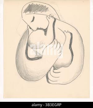 Mère avec enfant dans les bras, 1938. Banque D'Images