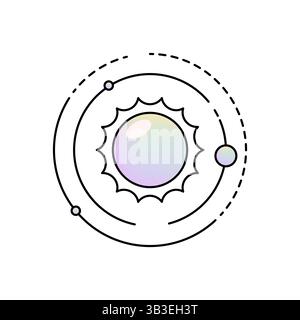 Icône solaire ou système solaire. Conception d'orbite planétaire vectorielle avec corps célestes ou alignement cosmique. Planète et étoile dans l'espace. Galaxie, cosmos, astronomie Illustration de Vecteur