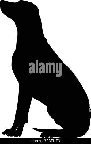 Silhouette noire d'un chien assis dans le profil Illustration de Vecteur