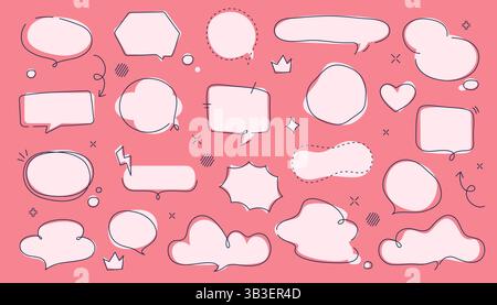 Ensemble de paroles à bulles vectorielles plates. Icône pour message ou modèle de communication, élément de dialogue de dessin animé. Bulle de chat de dessin animé pour le texte de conversation. Illustration de Vecteur