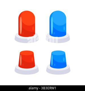 Feux d'urgence clignotants rouges et bleus signalant le danger et l'urgence Illustration de Vecteur