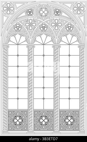 Coloration gothique du modèle de contour de fenêtre Illustration de Vecteur