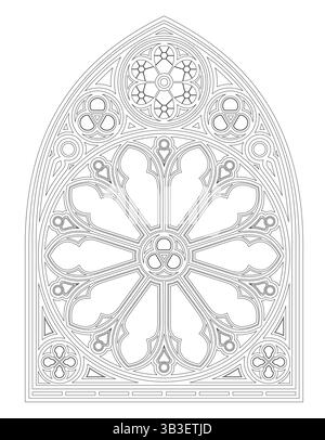 Coloration gothique du modèle de contour de fenêtre Illustration de Vecteur