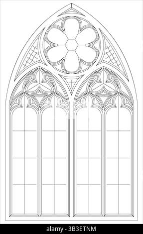 Coloration gothique du modèle de contour de fenêtre Illustration de Vecteur