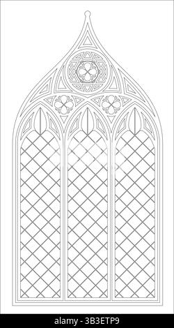 Coloration gothique du modèle de contour de fenêtre Illustration de Vecteur
