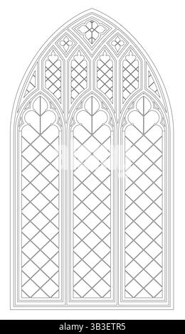 Coloration gothique du modèle de contour de fenêtre Illustration de Vecteur