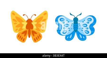 Deux papillons colorés montrant leurs belles ailes Illustration de Vecteur