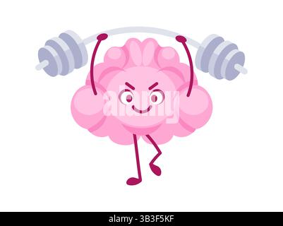 Cerveau fort soulevant des poids, démontrant la force mentale et la résilience Illustration de Vecteur