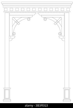 Arche en bois classique et fond de piliers Illustration de Vecteur
