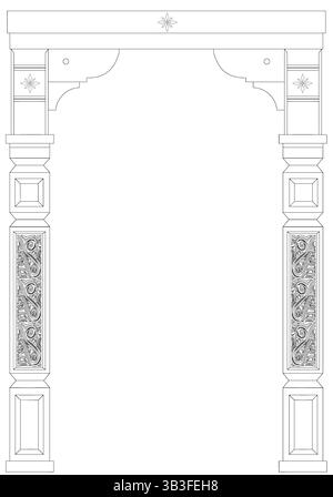 Arche en bois classique et fond de piliers Illustration de Vecteur