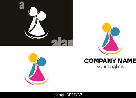 Conception de logo abstrait avec des ballons et forme de triangle Illustration de Vecteur