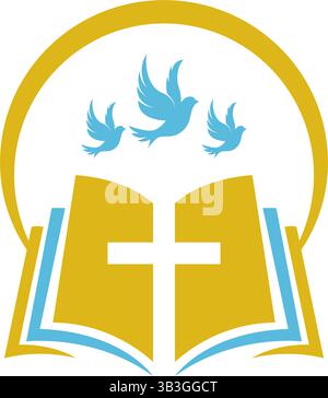 Modèle de conception de logo de symbole d'église Illustration de Vecteur