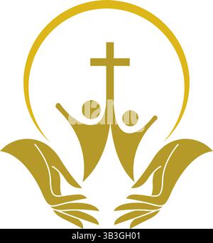 Modèle de conception de logo de symbole d'église Illustration de Vecteur