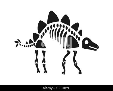 Squelette de dinosaure Stegosaurus debout sur les pattes arrière, montrant des côtes et la colonne vertébrale Illustration de Vecteur