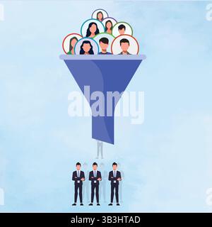 Entonnoir de filtrage des profils candidats - illustration vectorielle Illustration de Vecteur