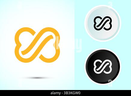 Infini, éternité, illustration de conception d'icône, symbole de signe sans fin en couleur, noir et blanc Illustration de Vecteur