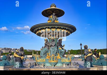 Fontaine de la place de la Concorde, fontaine des mers, Paris, France Banque D'Images