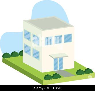 Maison moderne avec cour verte. Illustration vectorielle Illustration de Vecteur
