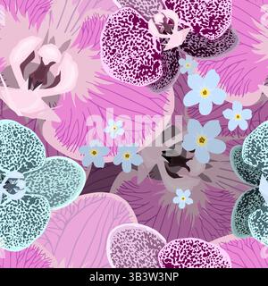 Fond sans couture orchidée. dessin à la main. Pas ai, illustration vectorielle Illustration de Vecteur