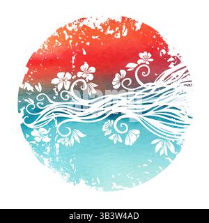 Fond de paysage naturel d'art avec vecteur de texture d'aquarelle. Sakura japonais abstrait. dessin à la main. Pas IA Illustration de Vecteur