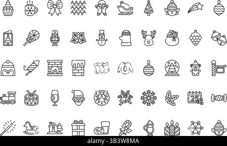 Icônes de ligne de Noël icône vectorielle simple. Modèle de conception de symbole d'illustration pour élément d'interface utilisateur mobile Web. Illustration de Vecteur