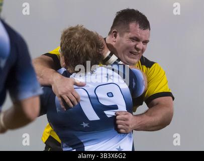 4 février 2018 - Sugar Land, Texas, États-Unis - Houston SaberCats prop Paul Mullen (3) lors du match de rugby de la Ligue majeure entre la Capital Rugby Union et Houston SaberCats le 3 février 2018 au Constellation Field à Sugar Land, Texas. (Crédit image : © Maria Lysaker via ZUMA Wire) Banque D'Images
